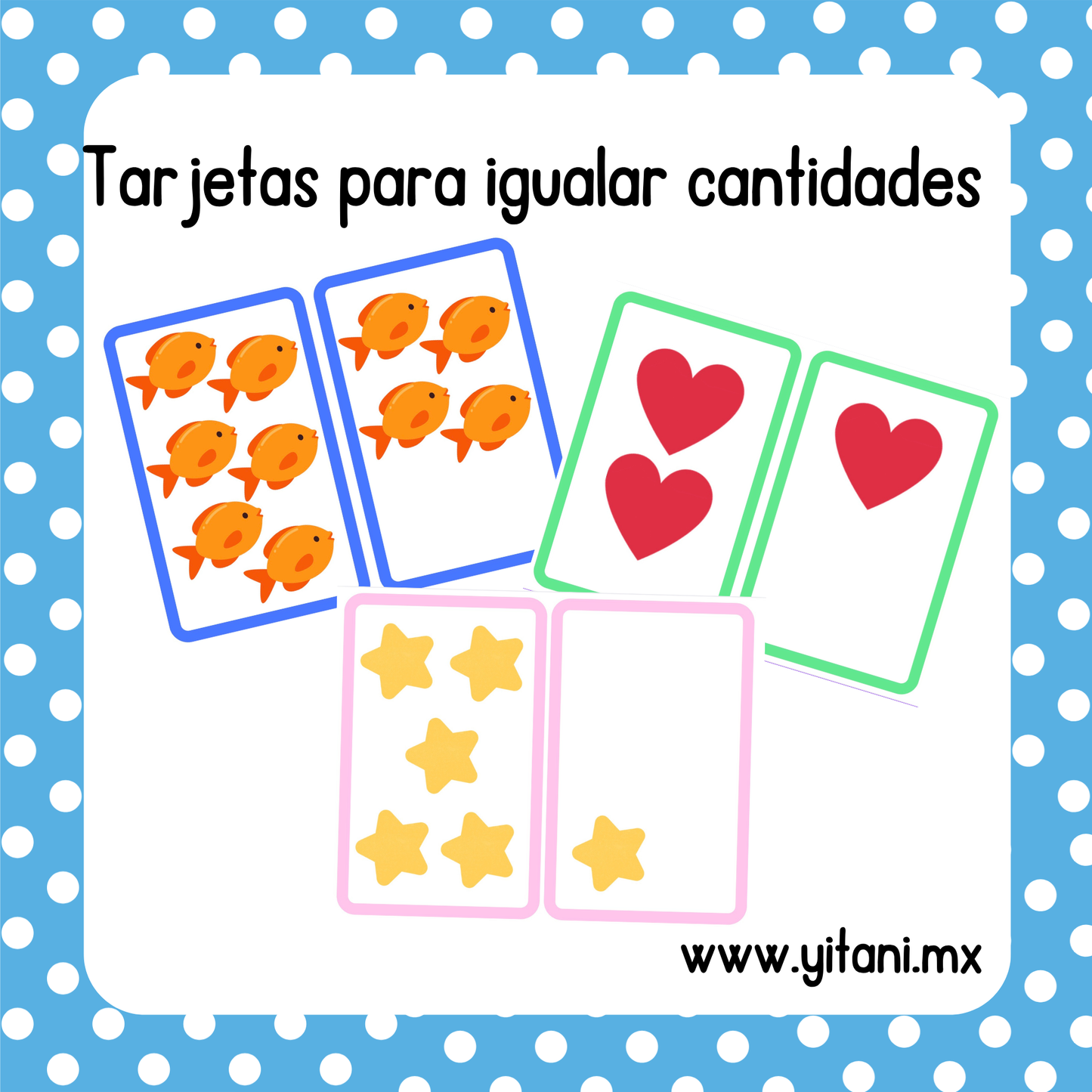 Tarjetas para igualar cantidades del 1 al 20