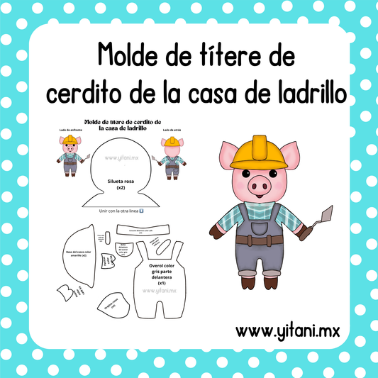Molde de títere de Cerdito de la casa de ladrillo