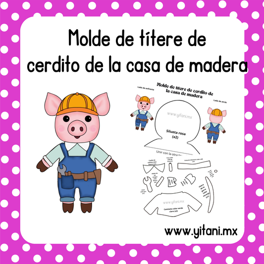 Molde de títere de Cerdito de la casa de madera