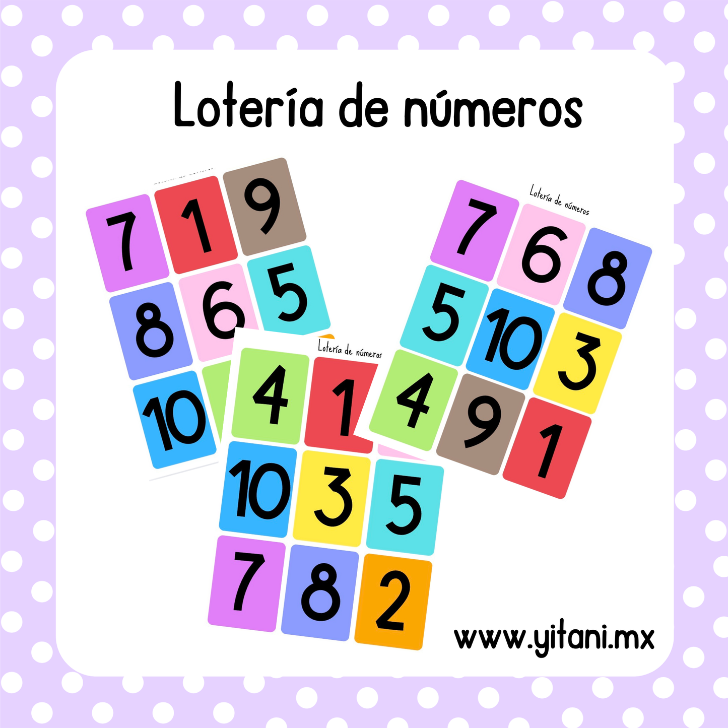 Tableros de lotería de números del 1-10