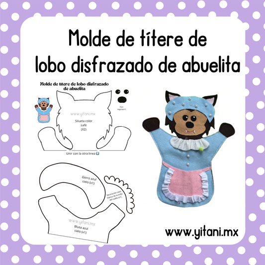 Molde de títere de Lobo disfrazado de abuelita
