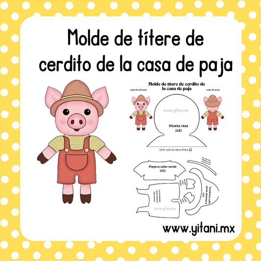 Molde de títere de Cerdito de la casa de paja