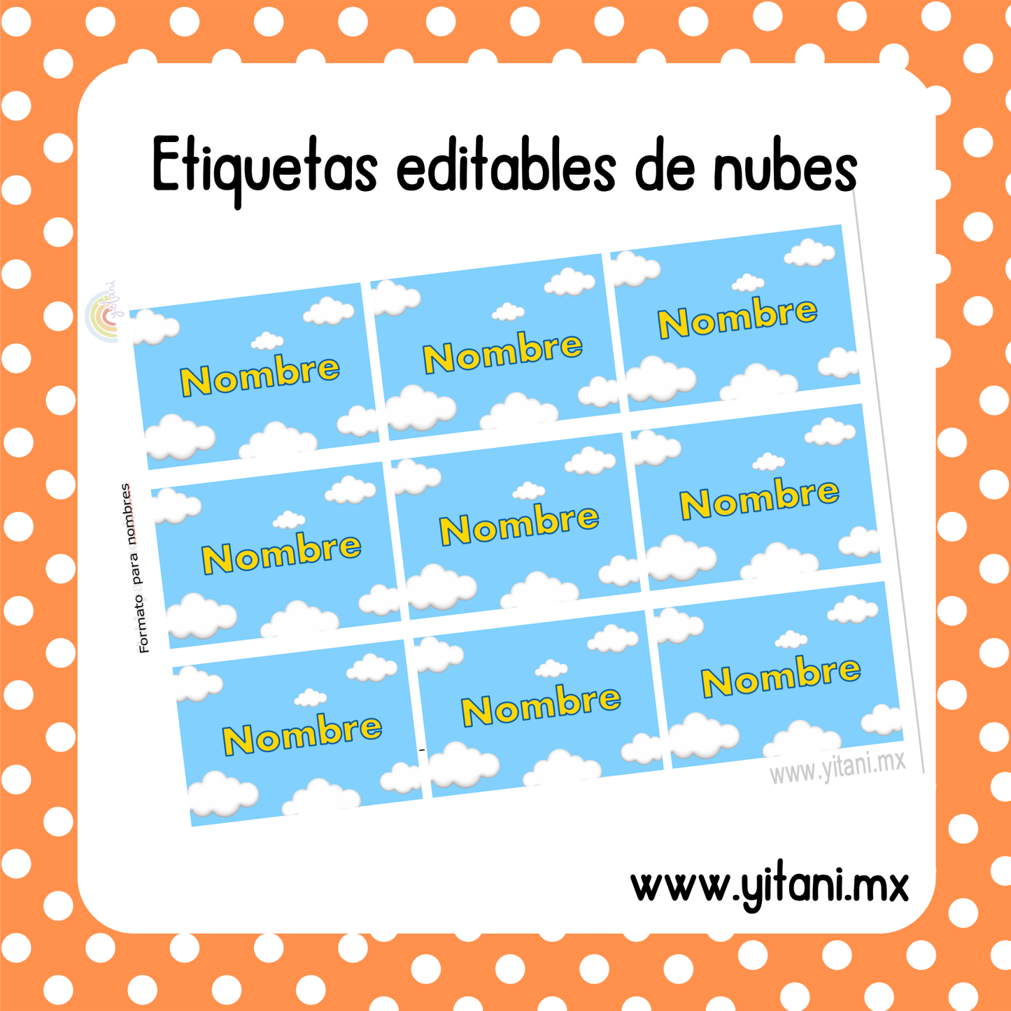 Etiqueta de nubes para gafete